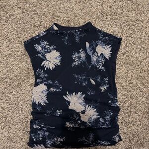 Abercrombie & Fitch Black Floral Mock Neck Tank